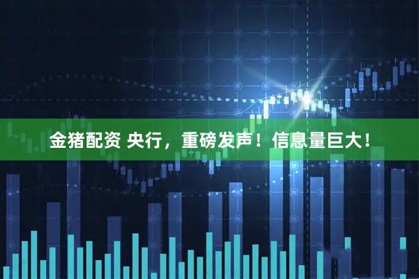 金猪配资 央行，重磅发声！信息量巨大！
